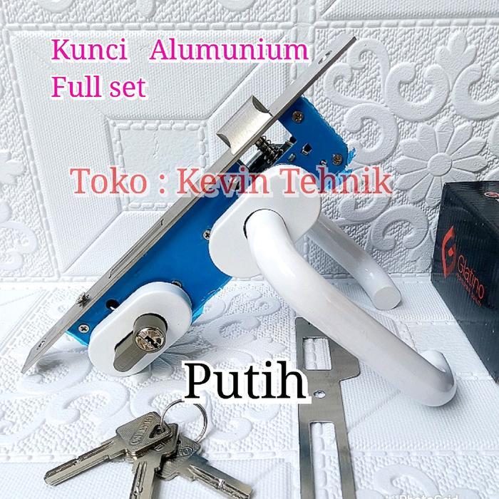 Kunci Pintu Alumunium Set Putih, Kunci Handle Alumunium Set Putih