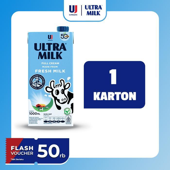 Promo Ultra Milk Susu Uht Full Cream 1000Ml 1 Karton (12 Pcs) Terlaris