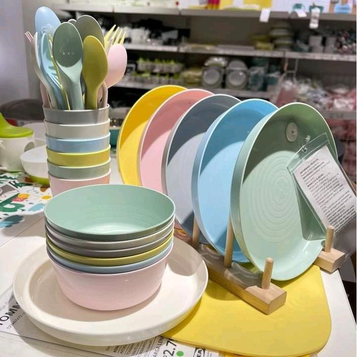 PROMO SET ALAT MAKAN ANAK IKEA kalas 36 pcs Garpu Piring Mangkok