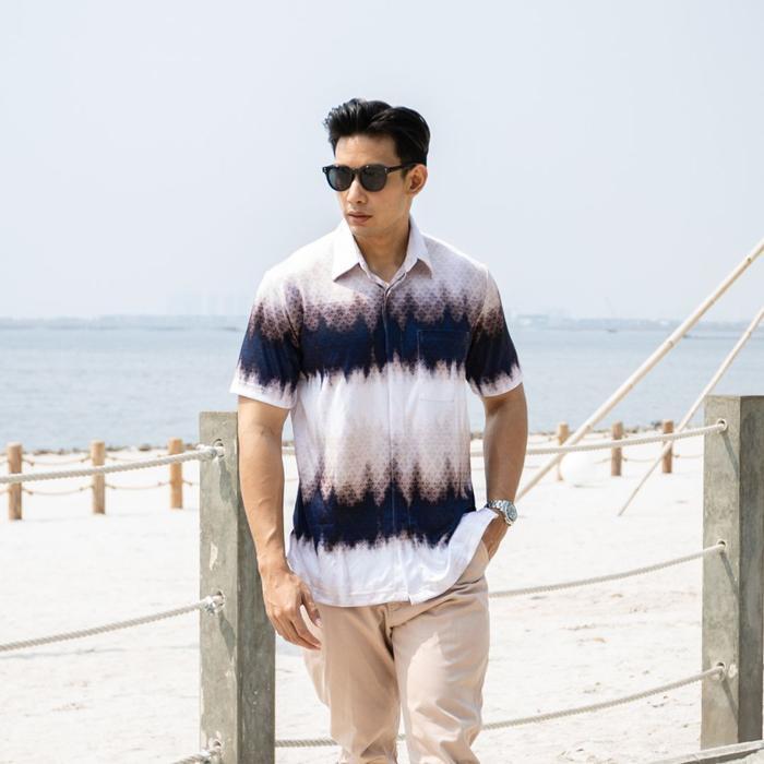 Batik Lengan Pendek Kemeja Batik Lengan Pendek - Magani Nosweat - Horizon Rising - XXL Pendek - Maga