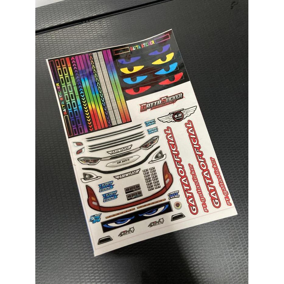 ASLI PAKET STIKER HEADLAMP BUS PLASTIK MINIATUR READY STOCK