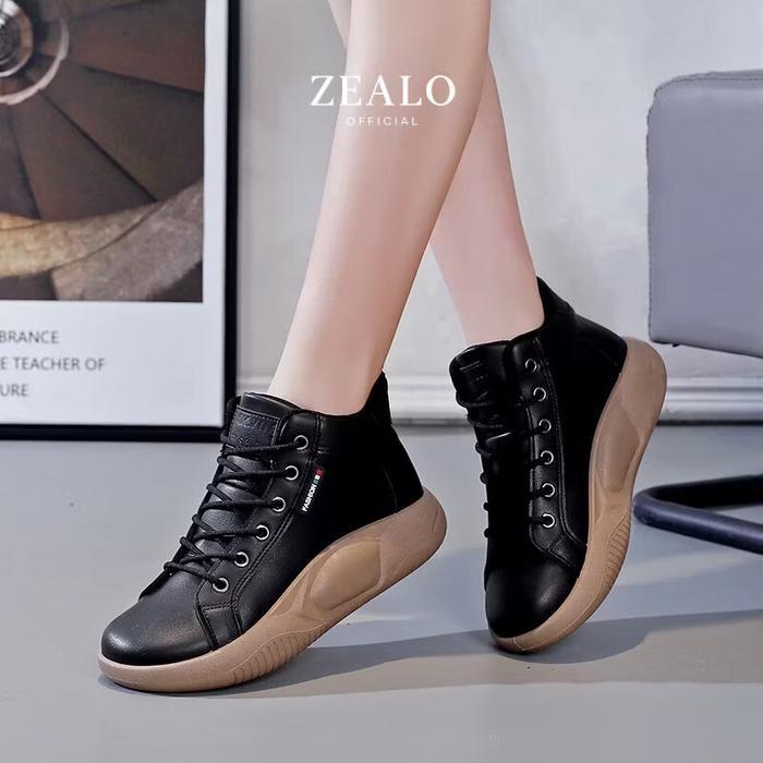 Donatello - Zealo.Shoes 246 Sepatu Import Korea Sneakers Wanita Boots Premium Karet Black Shoes