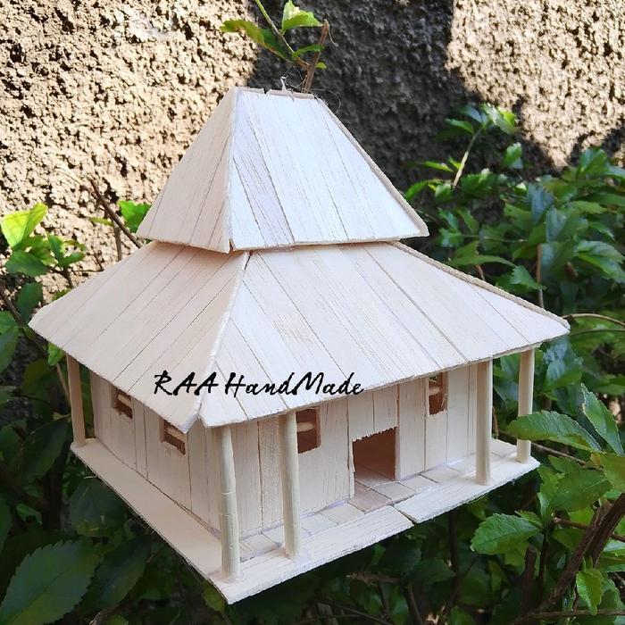 TERMURAH MINIATUR RUMAH ADAT JOGLO JAWA TIMUR STIK ESKRIM LED PROMO