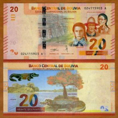 Bolivia 20 Bolivianos 2018 Prefix. A