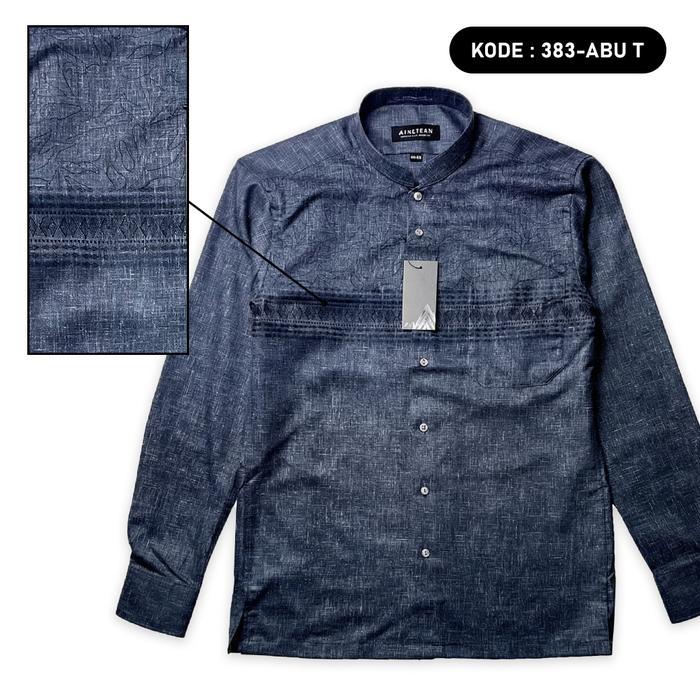 BAJU KOKO DEWASA LENGAN PANJANG ALISAN MOTIF TERBARU DONGKER ABU