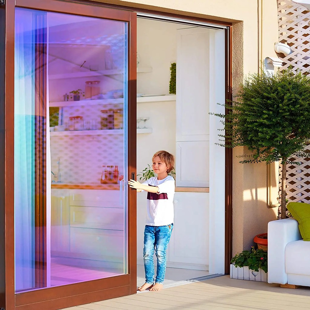 Holographic Clear Window Film Iridescent Window Dichroic Film Decorative Glass Sticker Self-Adhesive