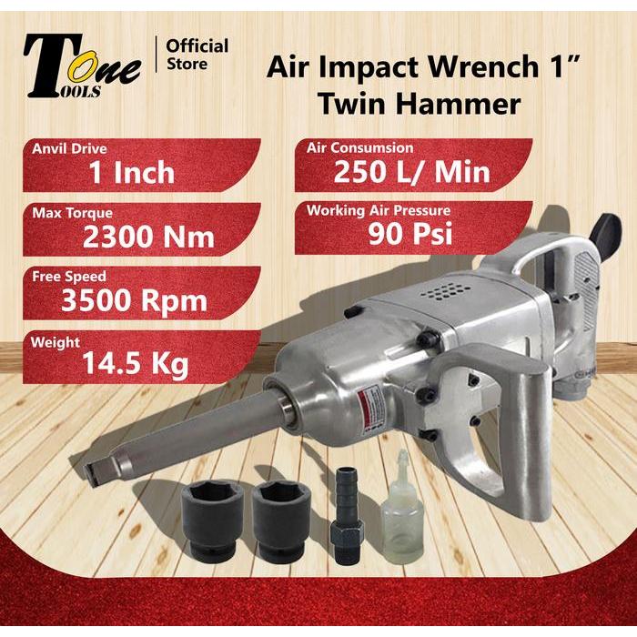 Air Impact Wrench 1 inch Alat Buka Baut Ban Mobil Truk Angin