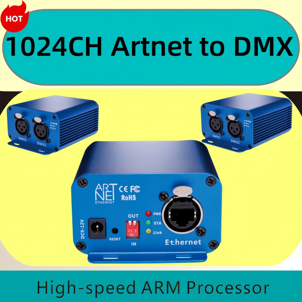 ArtNet DMX512 1024CH Ethernet Lighting Controller DMX TO ArtNet DMX512 Dimmer Disco Lighting 3PIN