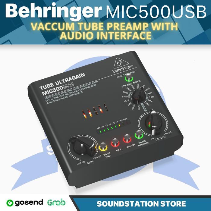 BEHRINGER TUBE ULTRAGAIN MIC500USB Preamp Audio interface Soundcard MIC 500 USB Original Asli