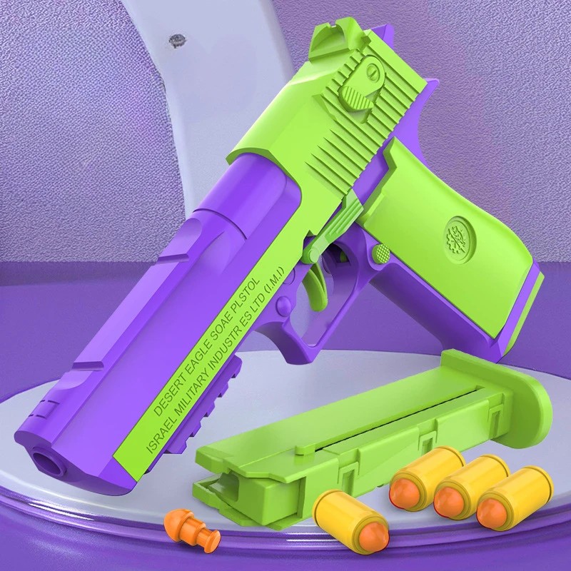 Radish Gun Decompression toys Desert Eagle 2011 Pistol 1911 Continuous Throwing Shell Empty Hanging