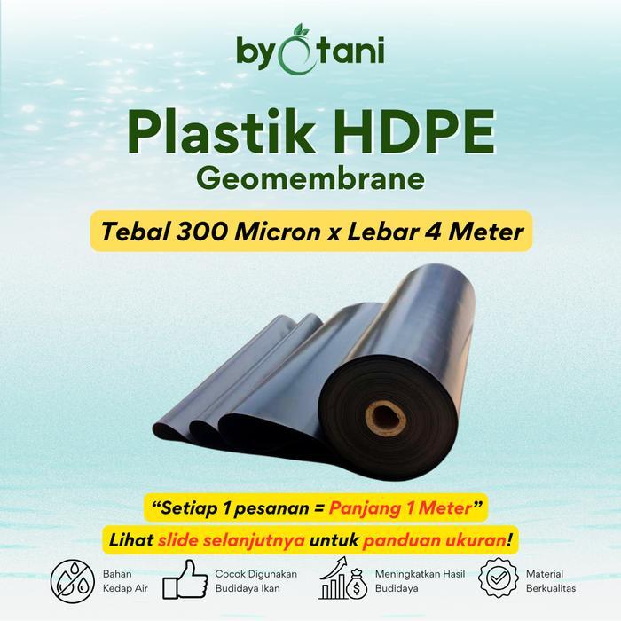 PLASTIK HDPE GEOMEMBRAN TEBAL 300 MICRON LEBAR 4 METER - PLASTIK GEOMEMBRAN KOLAM IKAN