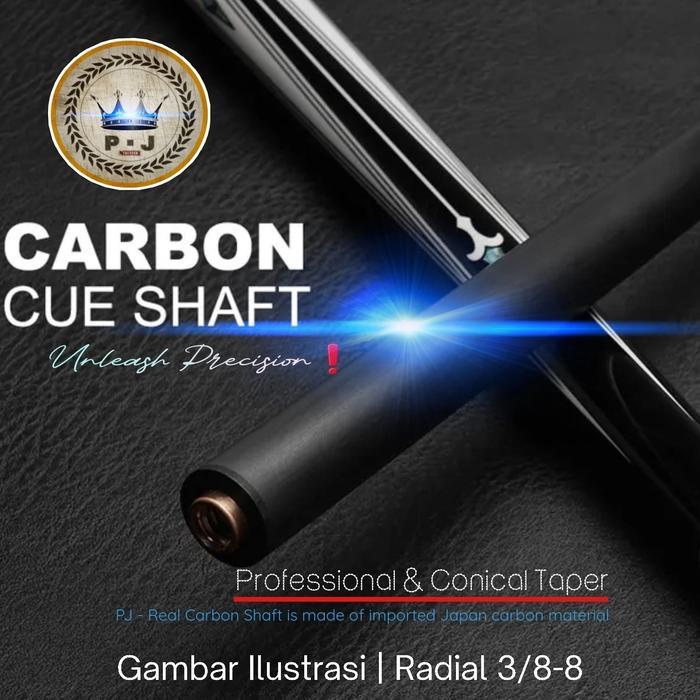 PJ Billiard Real Carbon Shaft RADIAL 3/8-8 Shaft Only
