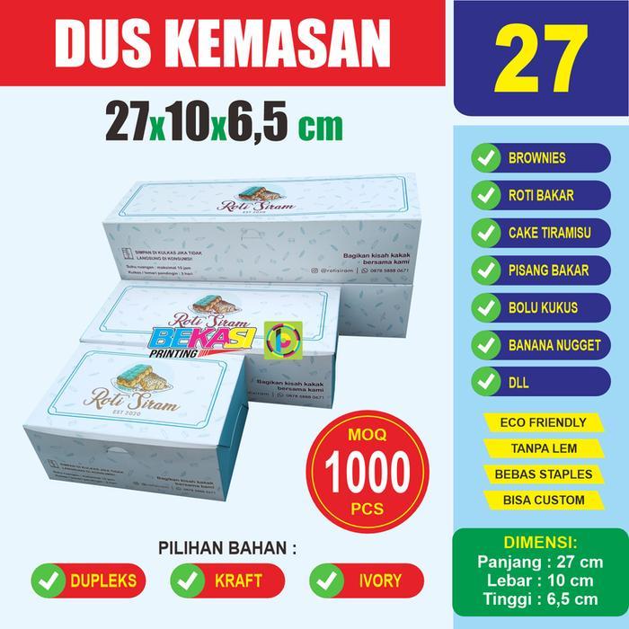 27x10x6.5 cm Dus Kemasan Roti Box Brownies Bolu Gulung Kue Pukis