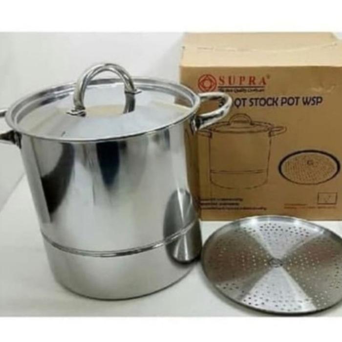 supra panci sarangan stock pot steamer 40QT / panci supra tebal stainless stell