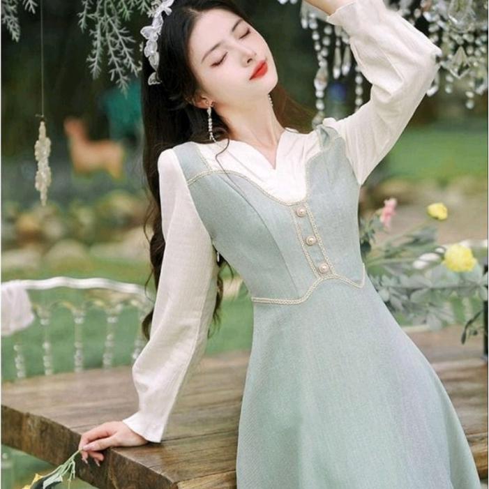 Premium Missmoka Fiona Long Dress Gaya Vintage Klasik Eropa Dress Hijab Original