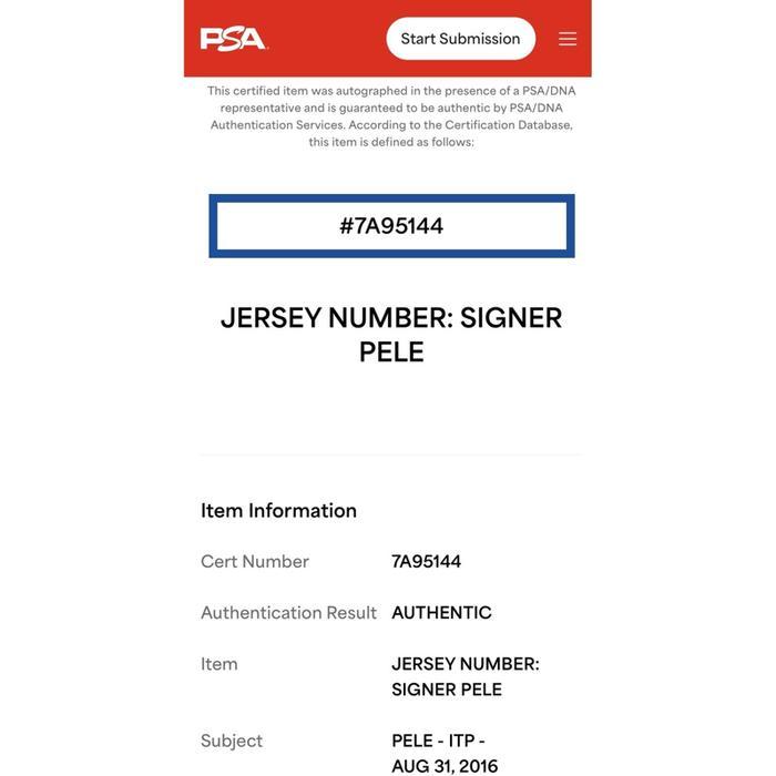 Brazil Jersey Home World Cup 1970 Signed Pele Tbk