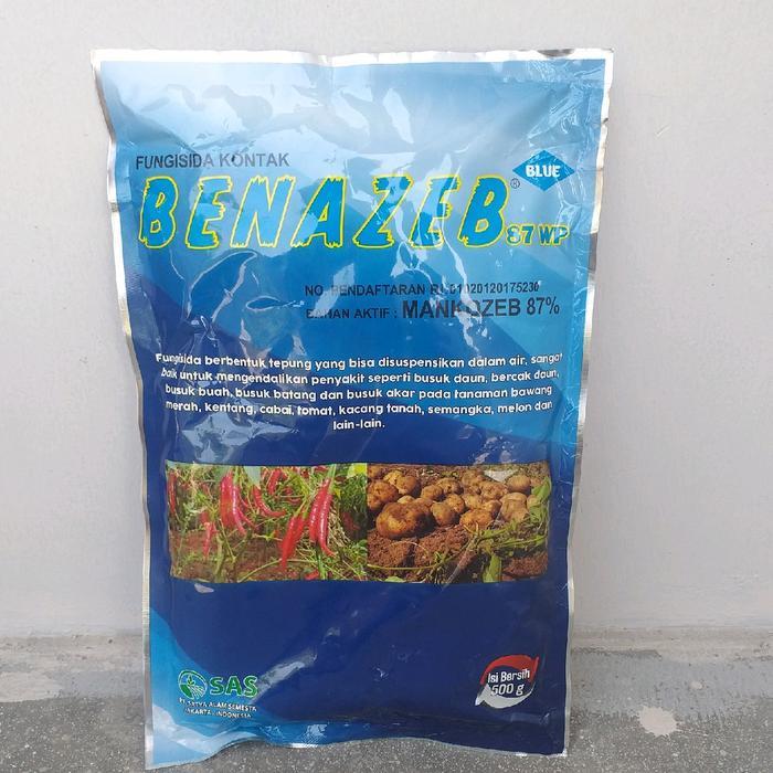 ` Fungisida Kontak Benazeb 87 WP 500gram Mankozeb Biru