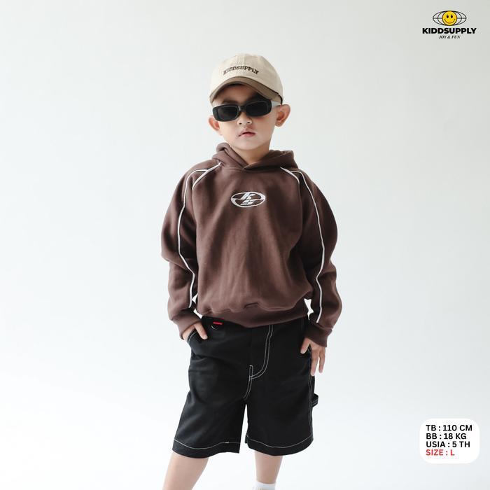 KIDDSUPPLY Hoodie Boxy List Anak Neocore Embroidery Black & Dark Brown Hoodie BoxyFit anak Unisex