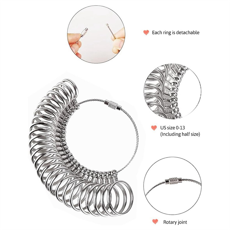 A44Z-3PCS Ring Sizer Measuring Tool Set, Ring Gauges With Finger Sizer Mandrel Ring Sizer For