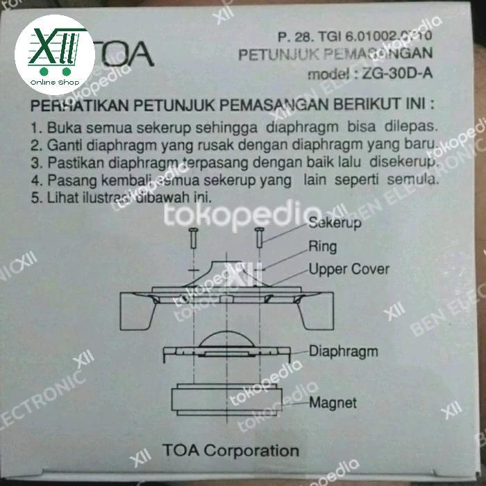 Toa Zg 30D~A Spul Toa 25 Watt Original Spul Horn Speaker Toa