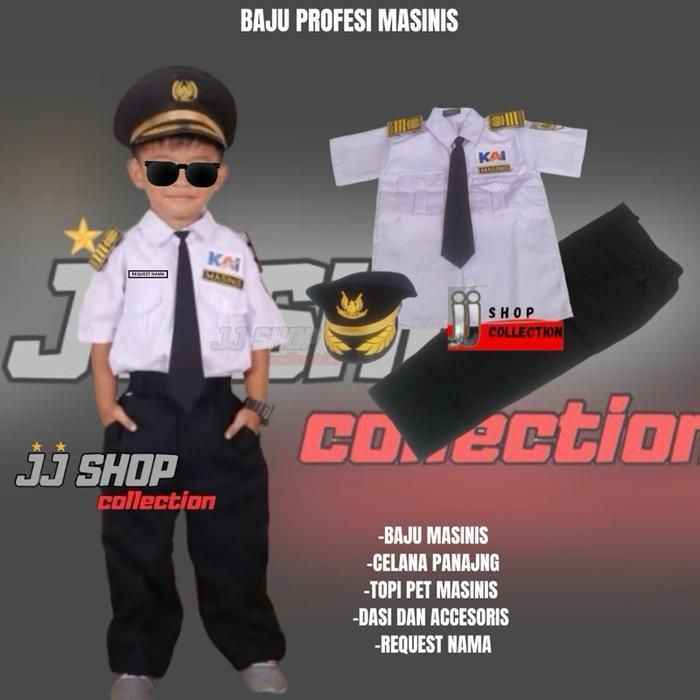 lge BAJU MASINIS ANAK , BAJU LROFESI MASINIS ANAK , BAJU MASINIS ANAK REQUEST NAMA