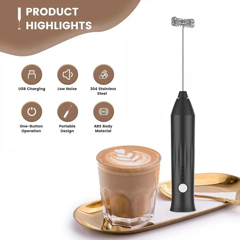Mini Electric Milk Frother Handheld Wireless Milk Frother USB Rechargeable Coffee Stirrer Electric