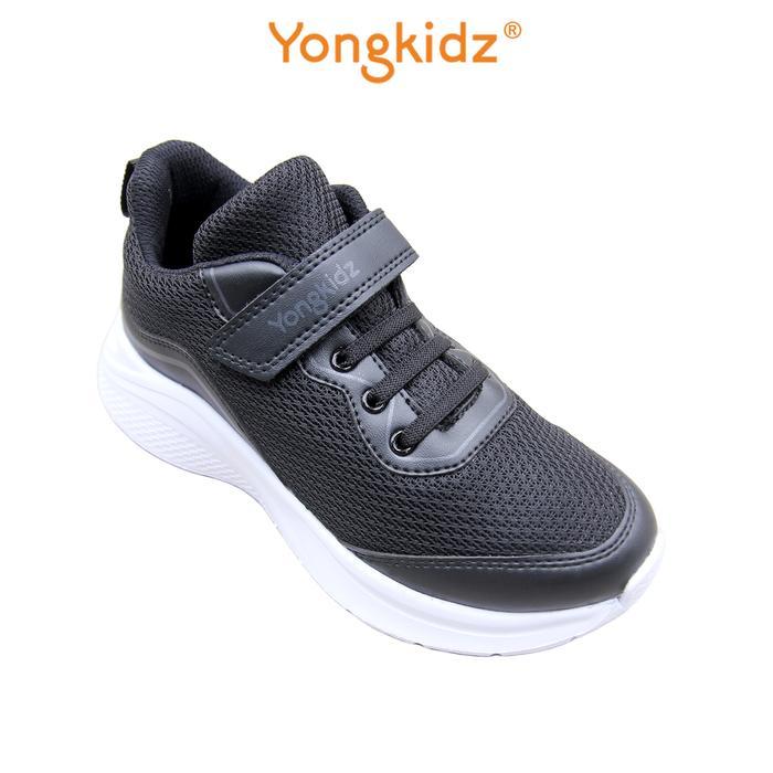 YONGKIDZ JARVIS SNEAKERS Sepatu Sneakers Anak dengan Tali dan Velcro untuk Sekolah - Hitam, Ukuran 3