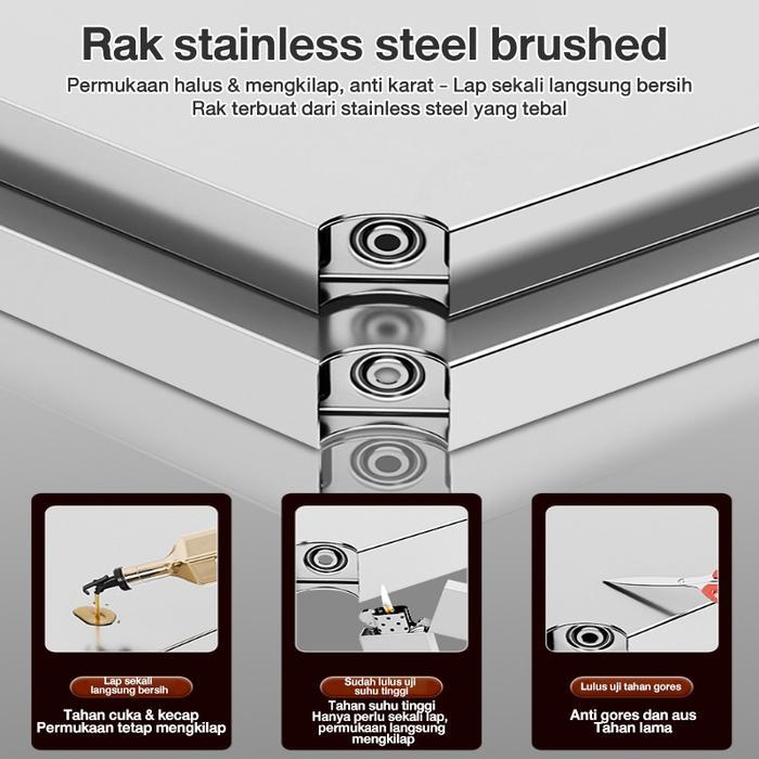 TERMURAH SUS 304 Rak Dinding Dapur Stainless Steel Rak Oven Microwave Rak Bumbu Rak Dinding Baja