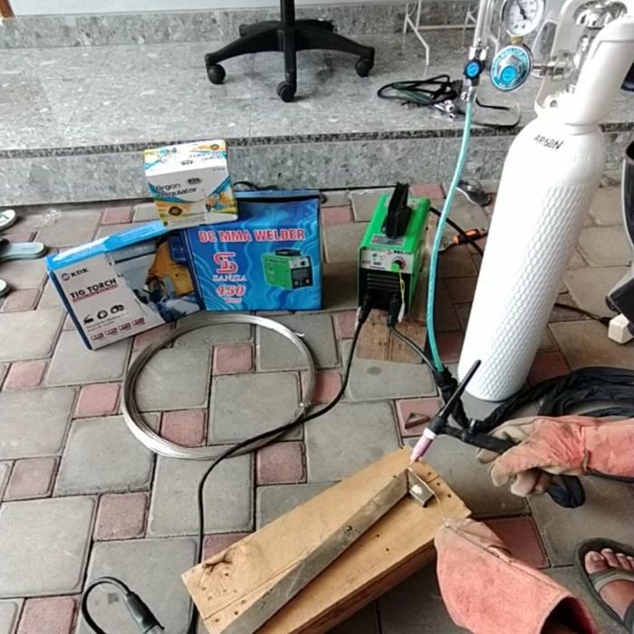 PAKET KOMPLIT ALAT LAS TIG ARGON STAINLESS MANUAL DENGAN LAS LISTRIK MMA