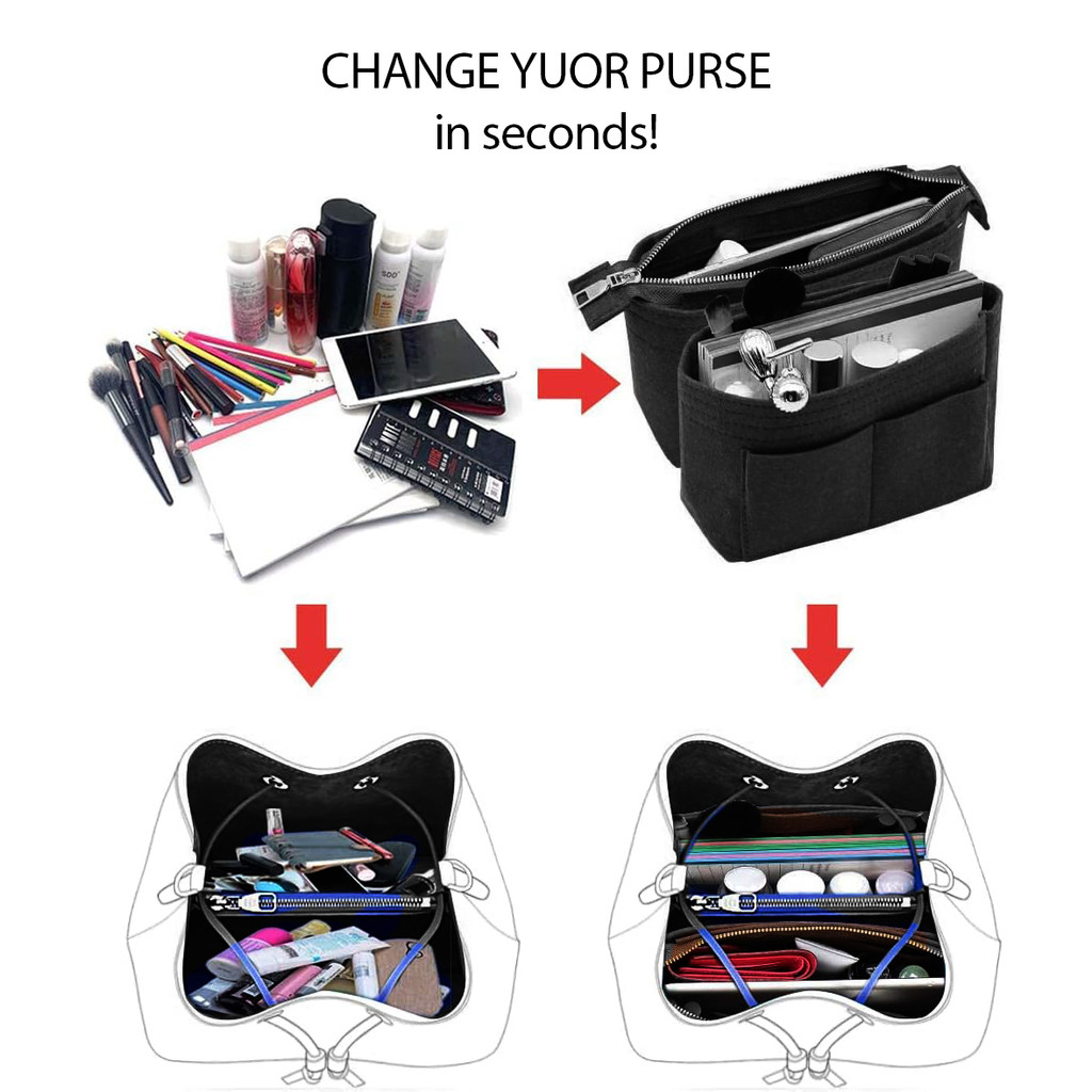 Bag Organizer,Insert purse organizer with 2 packs in one set fit for LV NeoNoe No Series perfectly