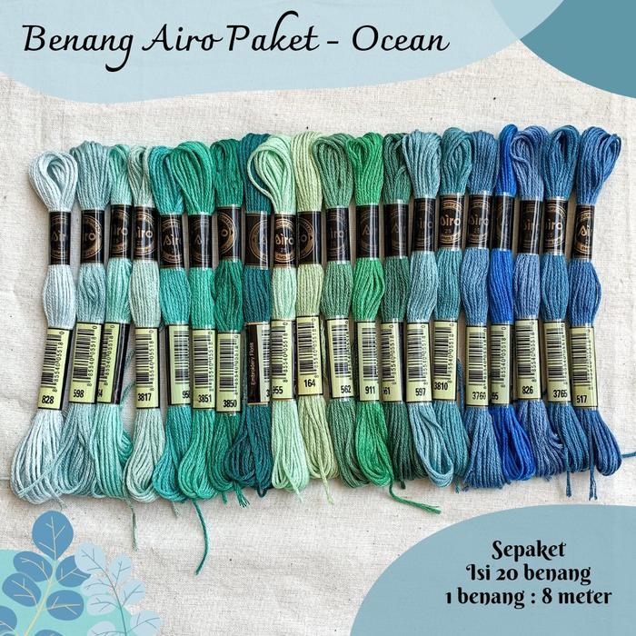 Paket Benang Sulam Airo - Ocean (20 benang)