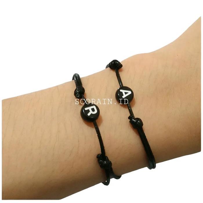GELANG INISIAL/GELANG POLOS MANIK BULAT INISIAL HURUF Tali Bracelets