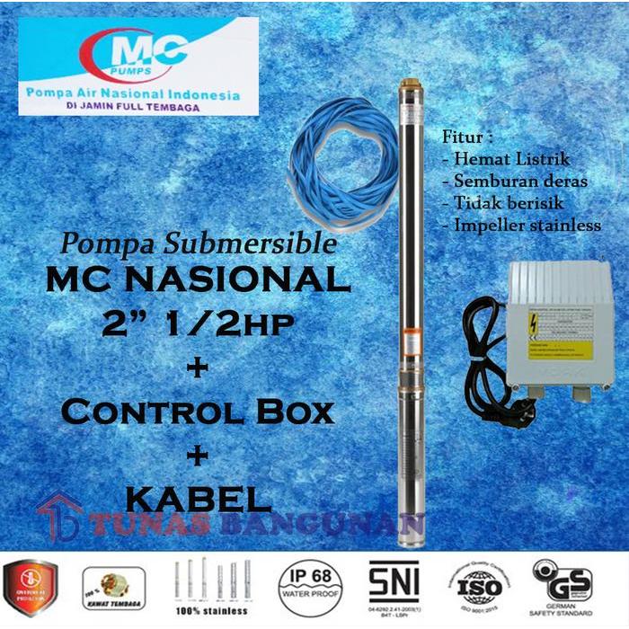 Pompa Submersible NASIONAL MC Satelit 0.5 HP 2" Inch + Kabel