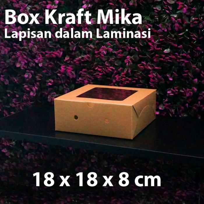 Dus Kraft 18 x 18 x 8 cm dengan Mika - Box Cake Coklat Snack