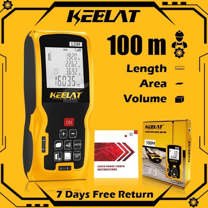 KEELAT 100M Pengintai Laser Digital Pengukur Jarak Laser Inframerah Pengukur Jarak Laser Elektronik