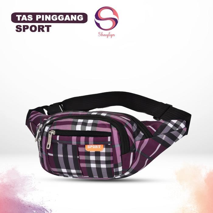 Tas Pinggang Wanita Motif Kotak Tas Selempang Waitsbag Wanita Simple Tas Pinggang Waterproof