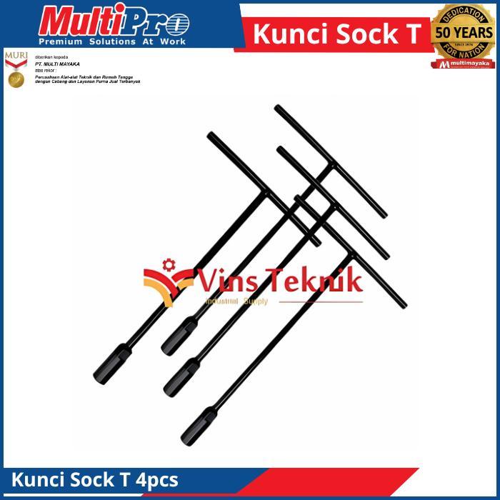 Ready Multipro Paket Kunci T Set Panjang Kunci Shock T Socket T 4 Pcs 8-14Mm -Gratisongkir