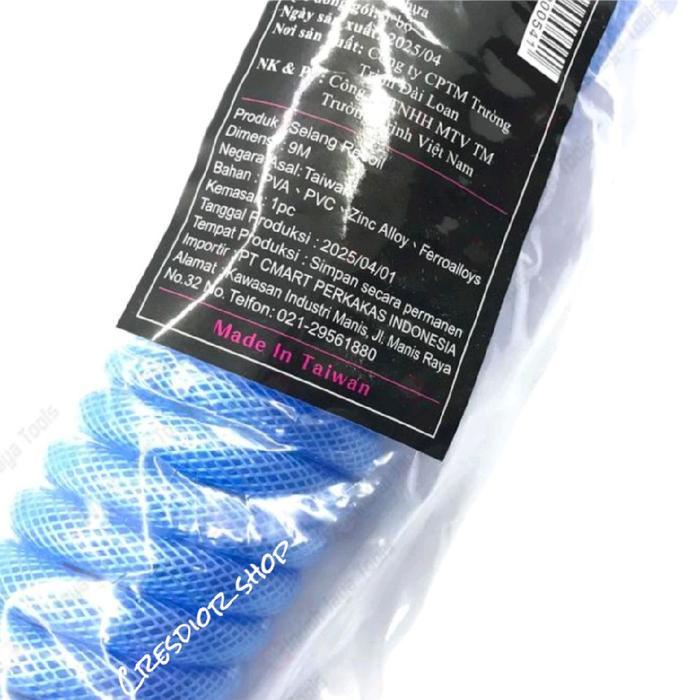 Selang Angin Kompresor Spiral Gulung Recoil Dengan Serat Benang Dan Coupler One Touch Sangat Lentur