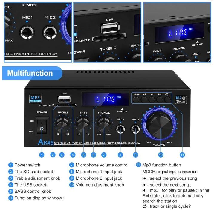 Promo Amplifier Bluetooth Eq Audio Amplifier Home Theater Fm 1000W-Ks-33Bt Terlaris