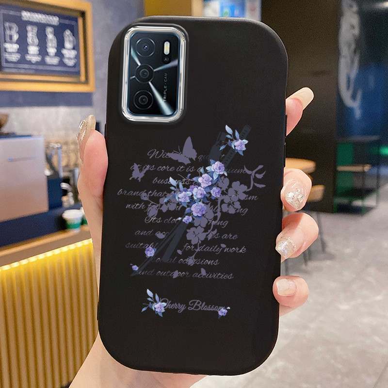 Casing Hp Untuk OPPO A16 A16s A54s Case Bunga ungu misterius malam hari Kasing silikon Cesing Warna 