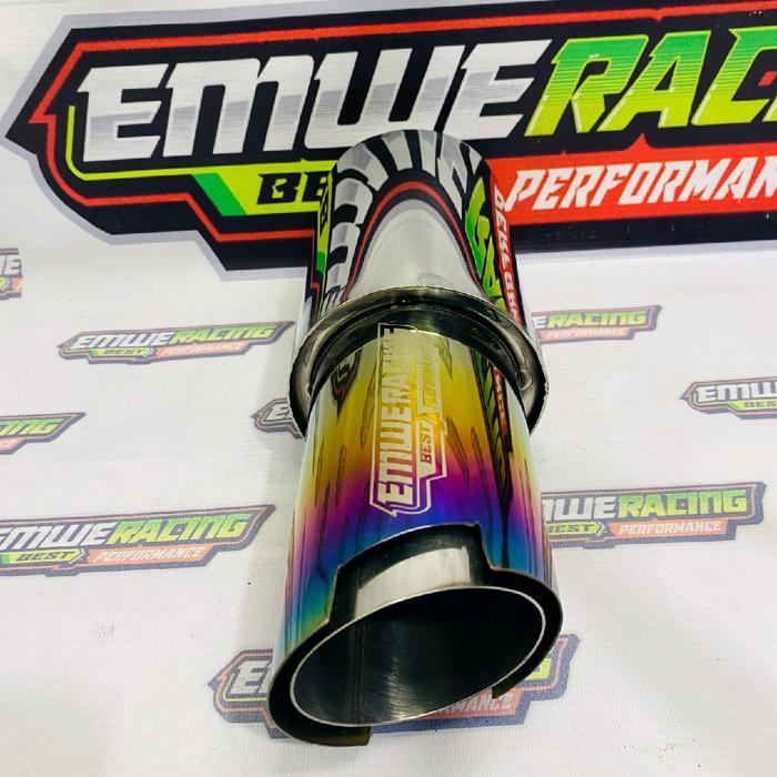 Knalpot Mobil Original Emwe Racing Full Stenlis Ngebas Adem Bulet Empuk Gahar Bass Inlet 2Inc