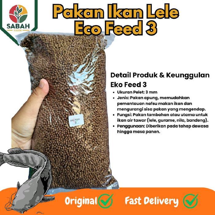 TERLARIS SABAH Pakan Ikan Lele Gurame Nila Eko Feed 3 Bulir Sedang Bernutrisi Mudah Dicerna Original