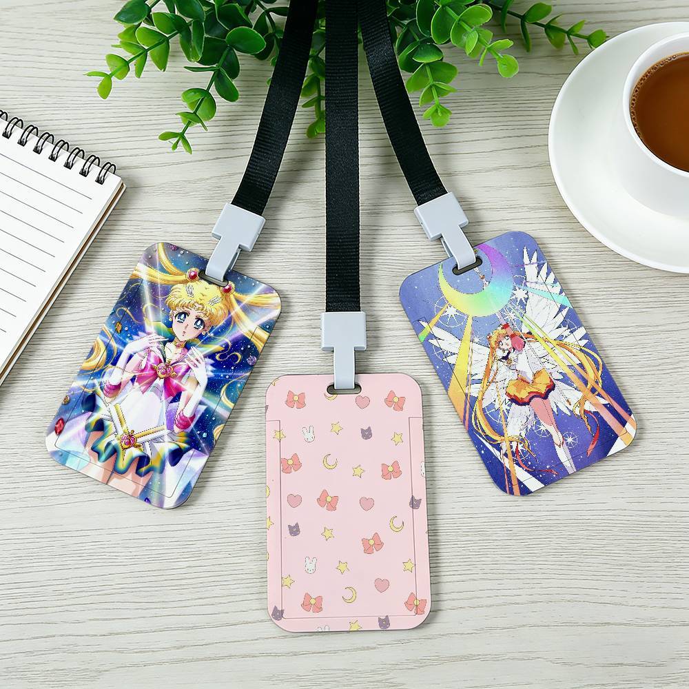 Anime S-Sailor M-Moon Card Cover Bag Business Work Name Card Badge Holders Unisex Credit Card