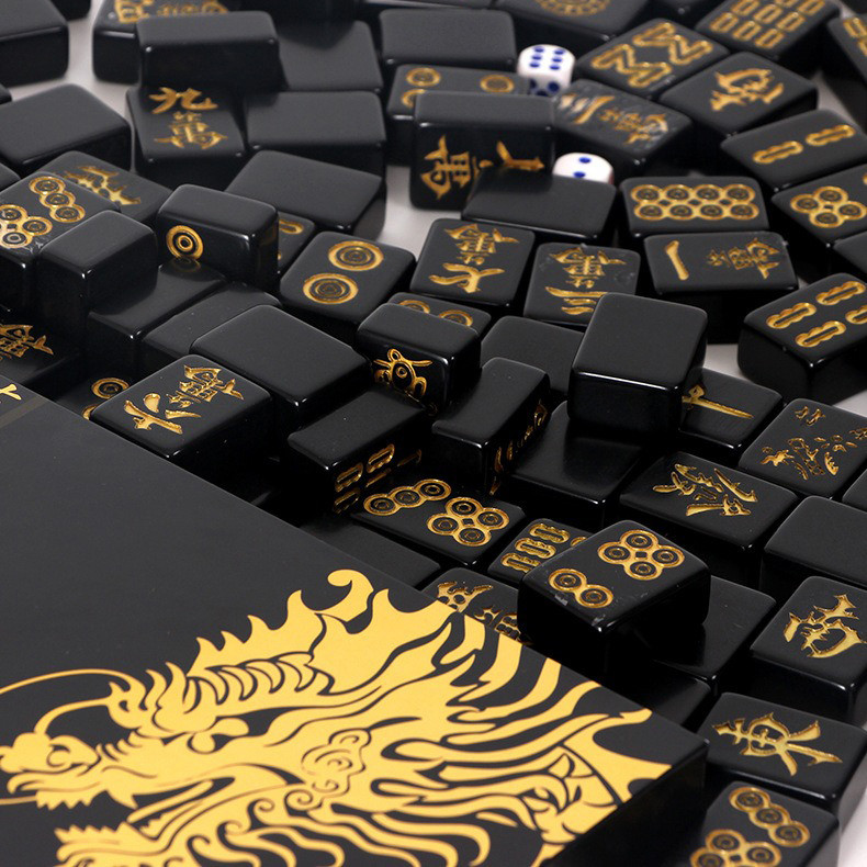 High Appearance Level Black Gold Mini Mahjong Party High-end Mini Mahjong Portable Outdoor Mahjong