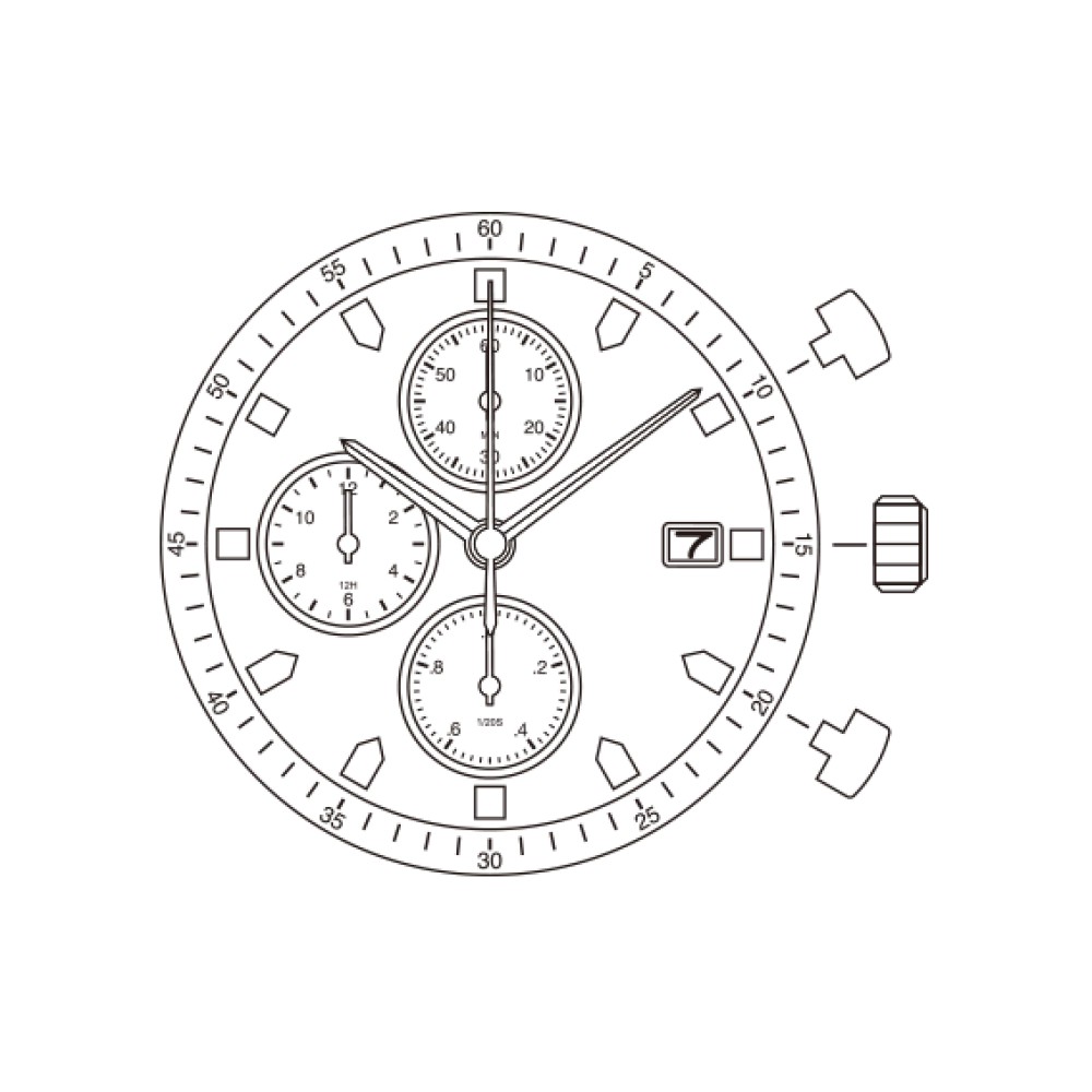 Japan 0S60 Movement Miyota 0S60-3 Movement Chrono hour/min/sec Chronograph movement.Size:13 1/2'''