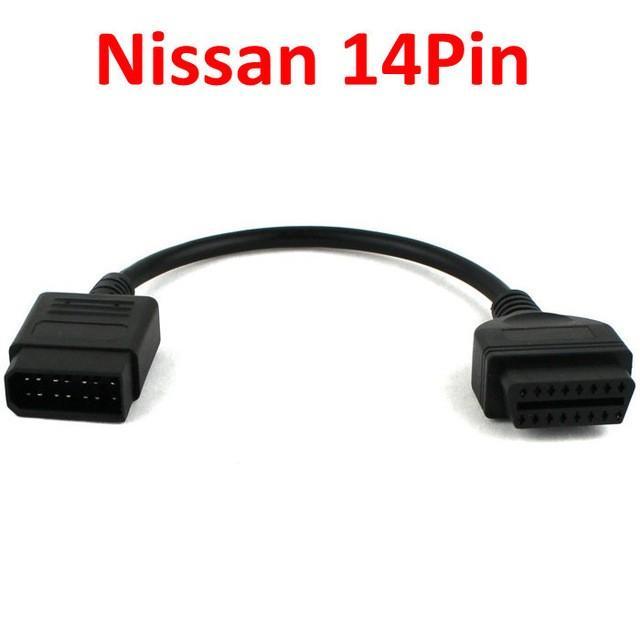 For Nissan 14 Pin To 16 Pin Female Obd2 Obdii Cable Diagnostic Adapter