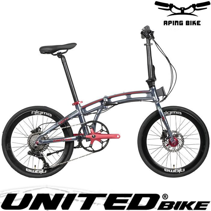 Sepeda United Nigma V 20" Sepeda Lipat Dewasa Folding Bike 20 inch - Silver-Red