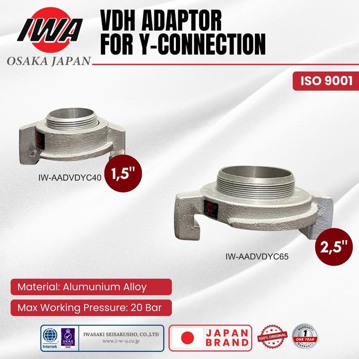DISKON IWA VDH Adaptor Y-tion 1.5 Inch 2.5 Inch - Sambungan Selang Pemadam Kebakaran READY STOCK