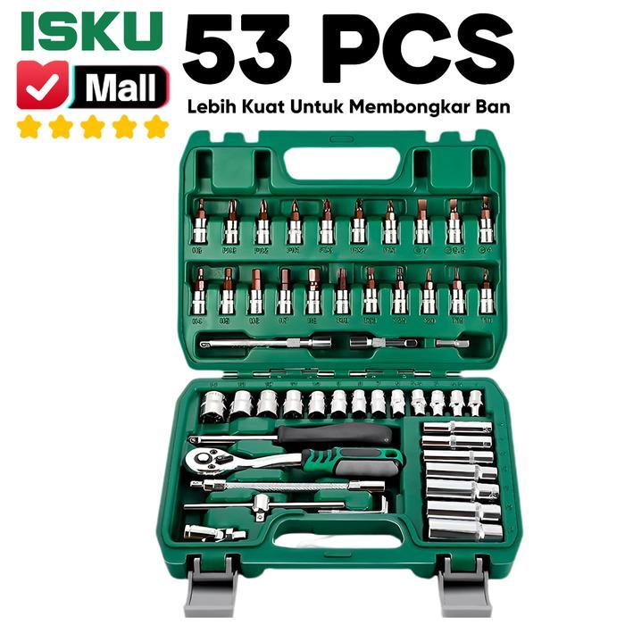 Krisbow Tools - Kunci Sok Set 53 Pcs 1/4 Inch Kunci Shock Pas Ring Ratchet Wrench 24 72 Gigi Mata