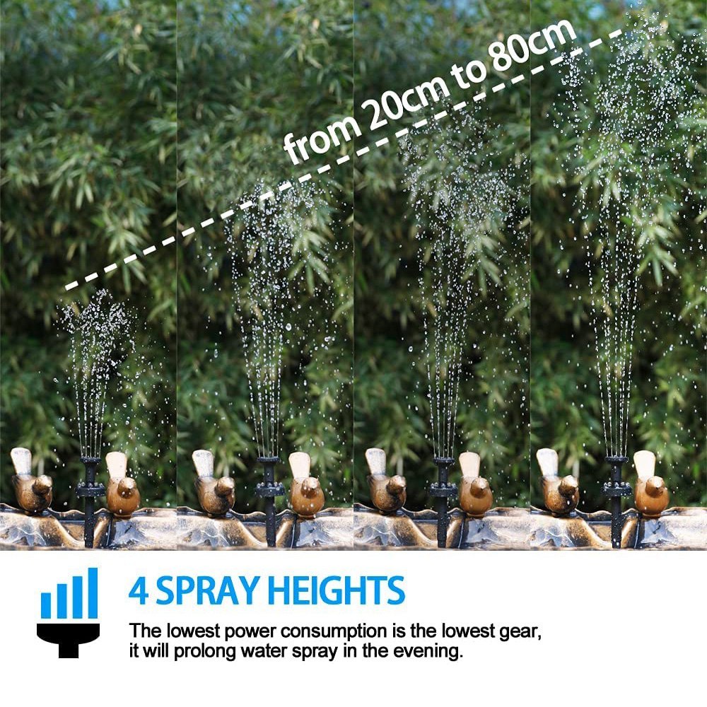 Willow ABLL-Fountain Pump Solar Fountain Pump 5 LED Lights 3.6W Solar Fountain Water Pump Flow 200L/